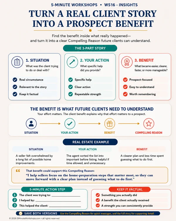 WS16 4:5 — How to Turn a Real Client Story Into a Prospect Benefit